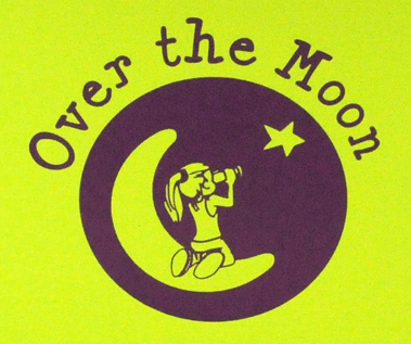 Closeup of Over the Moon logo in pigment foil